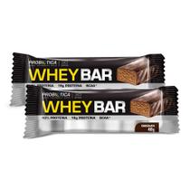Kit 2 Barra de Proteína Whey Bar Probiótica Sabor Chocolate com BCAA e 16g de Proteína 40g