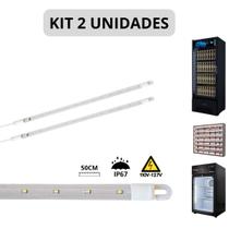 KIT 2 Barra LED 10W 50cm Geladeira Expositora Freezer 110V IP67 6500K