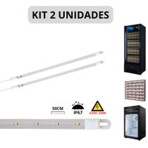 KIT 2 Barra LED 10W 50cm Geladeira Expositora Freezer 220V IP67 6500K