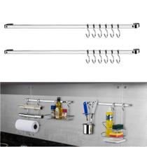 Kit 2 Barra Piatina 45cm Com 6 Ganchos - 2411 Cromado Future