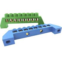 Kit 2 Barramentos 1 Neutro 1 Terra Universal Borne Terminal Barra com 8 Furos