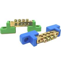 Kit 2 Barramentos Universal Neutro + Terra Terminal Barra Borne com 4 Furos