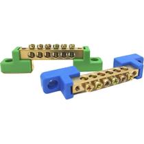 Kit 2 Barramentos Universal Neutro + Terra Terminal Barra Borne com 6 Furos Kit 2 Barramentos Universal Neutro + Terra Terminal Barra Borne com 6 Furos