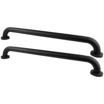 Kit 2 Barras Alça Apoio Idoso Deficiente 60cm Preto Aço Inox