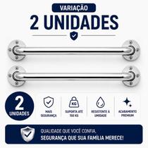 Kit 2 Barras de Apoio 80 cm Anticorrosiva em Inox/Alumínio Suporta 150 kg Segurança para Banheiro Corredor e Áreas Úmida Kit 2 Barras de Apoio 80 cm Anticorrosiva em Inox/Alumínio Suporta 150 kg Segurança para Banheiro Corredor e Áreas Úmida