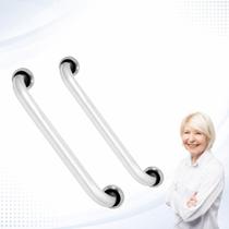 Kit 2 Barras de Apoio 80 cm Anticorrosiva em Inox/Alumínio Suporta 150 kg Segurança para Banheiro Corredor e Áreas Úmida
