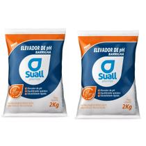 Kit 2 Barrilha Elevador Ph Para Piscina 2kg Limpeza Piscina