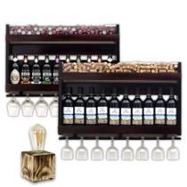 Kit 2 Barzinho de Parede Adega de Madeira Adega e Cervejeira 10 Garrafas com Porta Tampinhas e Taças Com Luminárias Brinde Kit 2 Barzinho de Parede Adega de Madeira Adega e Cervejeira 10 Garrafas com Porta Tampinhas e Taças Com Luminárias Brinde