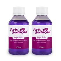 Kit 2 Base Esmalte Mega Brilho Unhas 150ml Arte Sedução Manicure Acabamento Brilho Duração Unhas