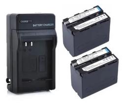 Kit 2 Bat. Np F970 + 1 Carregador Duplo P/ Yn300 Yn600 Yn608