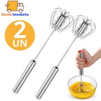 Kit 2 Batedor De Ovos Clara Neve Fouet Misturador Mixer Semi Automático Manual Giratório Profissiona