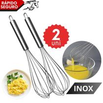 Kit 2 Batedor Inox Reforçado Para Ovos Massas Claras Cozinha Padaria