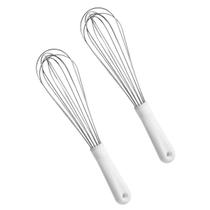 Kit 2 Batedores Fuê Tipo Pêra 30 Cm Branco Confeitaria Fouet