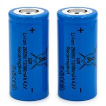 Kit 2 Bateria Lítio 26650 12000mah 4.2V Recarregável Para Lanterna Tática Rádio Produto Premium