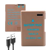 Kit 2 Bateria MemoryTec TEN-EL14 USB-C compatível com Nikon D3100, D3200, D3300, D3400, D3500, D5100, D5200, D5300, D5500, D5600, P7700