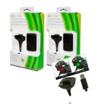 Kit 2 Bateria Para Controle Xbox 360 Com Cabo E Carregador - Preto