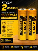 Kit 2 Baterias 18650 4,2V 15800mAh JWS Gold com Chip Kit 2 Baterias 18650 4,2V 15800mAh JWS Gold com Chip