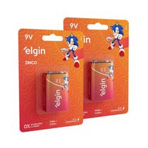 Kit 2 Baterias 9v Volts Zinco Carbono Elgin