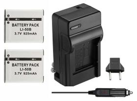 Kit 2 Baterias Li-50B + carregador para câmera digital e filmadora Olympus SP-800, SZ30, Tough TG-610, u 9010, u (micro) Digital 1010