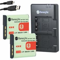 Kit 2 Baterias NP-BG1/FG1 MemoryTec + Carregador Duplo Compatível com Sony H3 H7 H9 H10 H20 H50 H55 H70 H90 HX5 HX7 HX9
