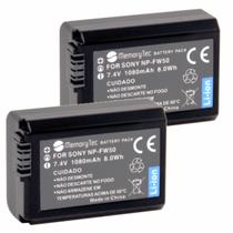 Kit 2 Baterias NP-FW50 MemoryTec compatível com Sony ZV-E10 / A7S II / A7 II / A7R II / DSC-RX10 IV / NEX-7