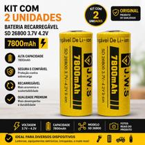 Kit 2 Baterias Recarregáveis JWS 26650 7800mAh 3,7V Original para Lanterna LED Kit 2 Baterias Recarregáveis JWS 26650 7800mAh 3,7V Original para Lanterna LED