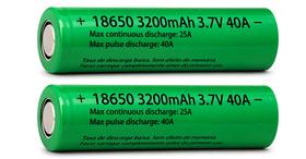 Kit 2 Baterias Recarregável 18650 3200mah 3.7v 40A Verde Qualidade Premium - Envio Rápido