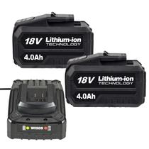 Kit 2 Baterias Recarregável 4Ah + Carregador 18v Inteligente Bivolt Wesco Indicador De Carga Lítio