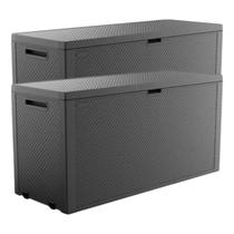 Kit 2 Baú Organizador 270 Litros Para Área Externa Jardim Piscina