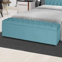 Kit 2 Baús Jade 158Cm Calçadeira Estofada Suede Azul Turquesa