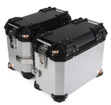 Kit 2 Baús Laterais Moto 38L Alumínio Chapa Lisa com Suporte Universal Impermeável Reforçado, com Trava de Segurança e Forro Interno PU Par Alforjes