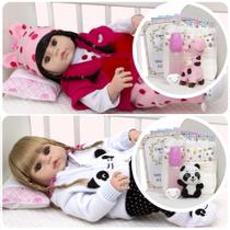 Kit 2 Bebê Reborn Gêmeas Girafa Panda Toda de Vinil Kit 2 Bebê Reborn Gêmeas Girafa Panda Toda de Vinil