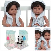 Kit 2 Bebê Reborn Negros Realistas Saída de Banho Bichinhos Kit 2 Bebê Reborn Negros Realistas Saída de Banho Bichinhos