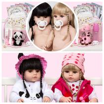 Kit 2 Bebê Reborn Princesas Loira Girafinha Morena Pandinha Kit 2 Bebê Reborn Princesas Loira Girafinha Morena Pandinha