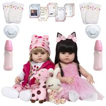 Kit 2 Bebe Reborn Realista Girafa Coelha Bailarina Fofa 46cm Kit 2 Bebe Reborn Realista Girafa Coelha Bailarina Fofa 46cm