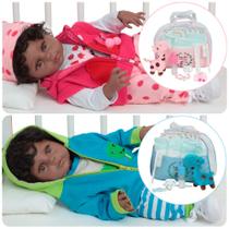 Kit 2 Bebê Tipo Reborn Gêmeos Negros Casal Corpo 100% Vinil Kit 2 Bebê Tipo Reborn Gêmeos Negros Casal Corpo 100% Vinil