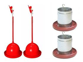 Kit 2 Bebedouros Pendulares + 2 Comedouros Galvanizado 5kg