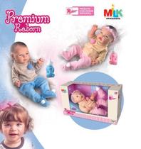 Kit 2 Bebês Reborn Gêmeos Azul e Rosa Com Mamadeira e Pijama
