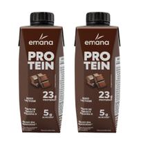 Kit 2 Bebida Láctea Emana Protein Sabor Cacau com 23g de Proteínas 250ml