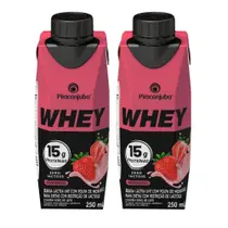 Kit 2 Bebida Láctea Piracanjuba Whey Zero Lactose com 15g de Proteína Morango 250ml