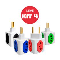 Kit 2 Benjamin Adaptador de Tomada Bivolt 10A/20A - 4 Entradas 110V/220V