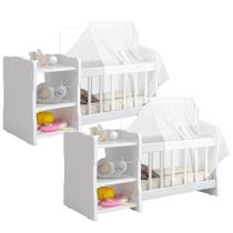Kit 2 Berços Para Boneca Cristal Brinquedo Infantil Branco Kit 2 Berços Para Boneca Cristal Brinquedo Infantil Branco
