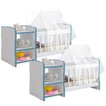 Kit 2 Berços Para Boneca Cristal Ursinho C02 Brinquedo Infantil Branco Azul - Lyam Decor Kit 2 Berços Para Boneca Cristal Ursinho C02 Brinquedo Infantil Branco Azul - Lyam Decor