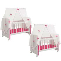 Kit 2 Berços Para Boneca Magia Infantil Branco Rosa Kit 2 Berços Para Boneca Magia Infantil Branco Rosa