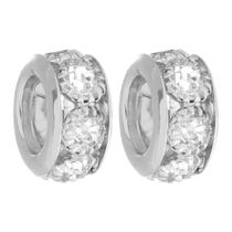Kit 2 Berloques Separadores Strass Cristal Banhado a Prata 925