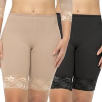 Kit 2 Bermuda Anagua Feminina Segunda Pele Com Renda Usar Por Baixo Saia Vestido Não Marca Short