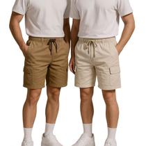 Kit 2 Bermuda Cargo Masculina Curta Streetwear casual Short Sarja Bolsos Laterais Kit 2 Bermuda Cargo Masculina Curta Streetwear casual Short Sarja Bolsos Laterais