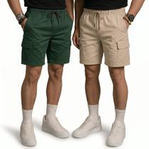 Kit 2 Bermuda Cargo Masculina Curta Streetwear casual Short Sarja Bolsos Laterais Kit 2 Bermuda Cargo Masculina Curta Streetwear casual Short Sarja Bolsos Laterais