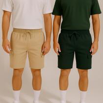 Kit 2 Bermuda Cargo Masculina Curta Streetwear casual Short Sarja Bolsos Laterais