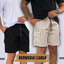 Kit 2 Bermuda Cargo Masculina Curta Streetwear casual Short Sarja Bolsos Laterais